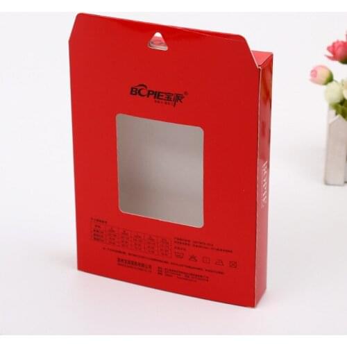 OEM Hang Hole Packaging Kraft Paper Box with PVC Window,Custom Sized And Printed Cardboard Box Packaging ---DH10240