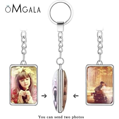 Personalized Double Sides Calendar keychain Custom Family Pet Baby Photo Square keychain Christmas Gifts Car Key Holder Chains