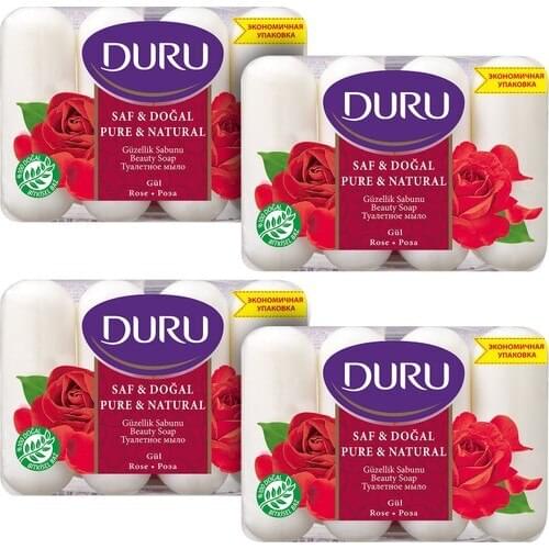 Clear Pure & Natural Rose 16 Pcs Beauty Soap 4 x280gr Turkish Goods Vegetable-Based Hand Soap Skin Beauty Soap