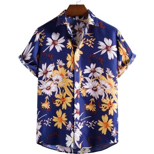 Summer Men Printed Shirt Short Sleeve Turn-down Collar Streetwear Chic Loose Mens Hawaiian Shirts 2021 Vacation Camisa