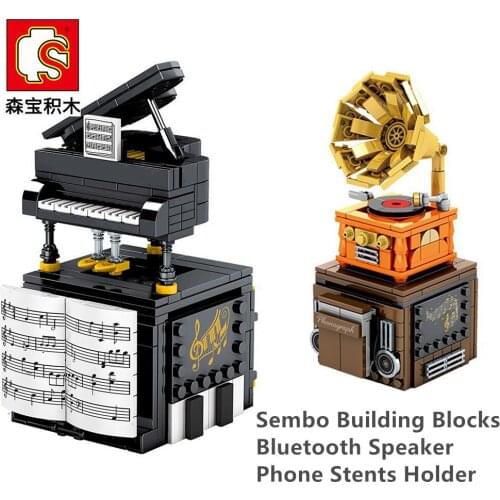 Sembo Building Blocks Bluetooth Speaker Phone Stents Holder Kids DIY Toys Phonograph Piano Gift 708600 708601