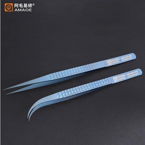 Amaoe Titanium Alloy Steel Precision Tweezers Antimagnetic Non-slip Tweezers For Mobile Phone Motherboard CPU Chip Repair Tools