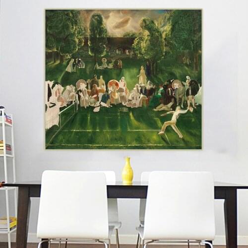 Citon George Bellows《Tennis Tournament》Canvas Oil Painting Ash Can School Art Poster Picture Wall Decor Modern Home Decoration