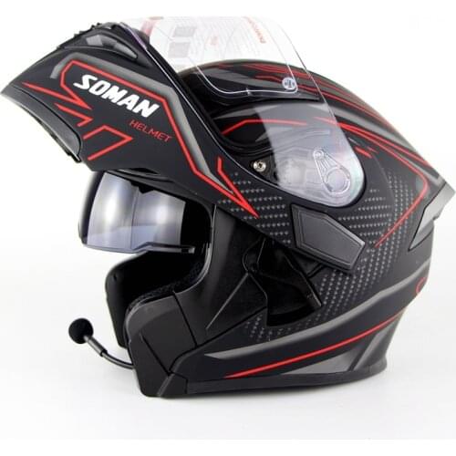 SOMAN Helmet SM955 Bluetooth Headest Motorcycle Flip Up Modular Motocicleta Kask Motor Bike Casco DOT
