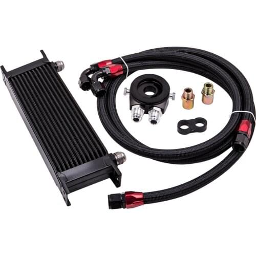 Universal 13-Row 10AN Engine Transmission Oil Cooler Filter Adapter Hose Kit