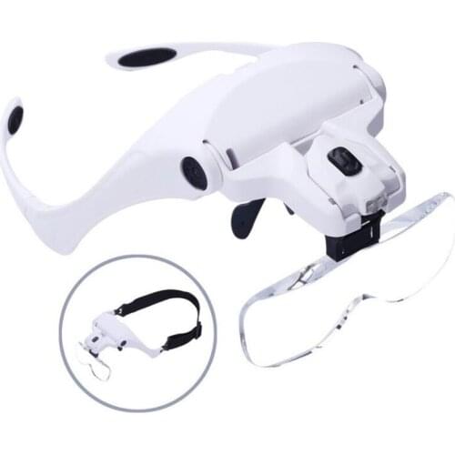 Magnifying Glasses LED Light Lamp Head Optical Glass Repair Reading Magnifier Jeweler Headband Magnifier Eye Glasses Tool GH968