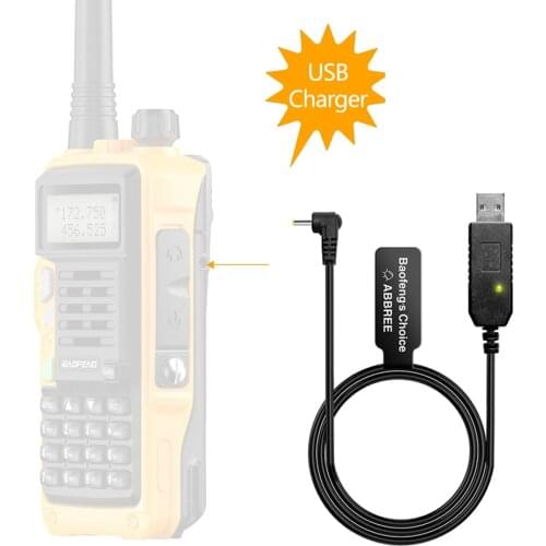 BAOFENG USB Charger Cable with Indicator Light for BaoFeng bf-uvb3plus Batetery Ham Radio BF-UVB3 Plus UV-S9 Walkie Talkie