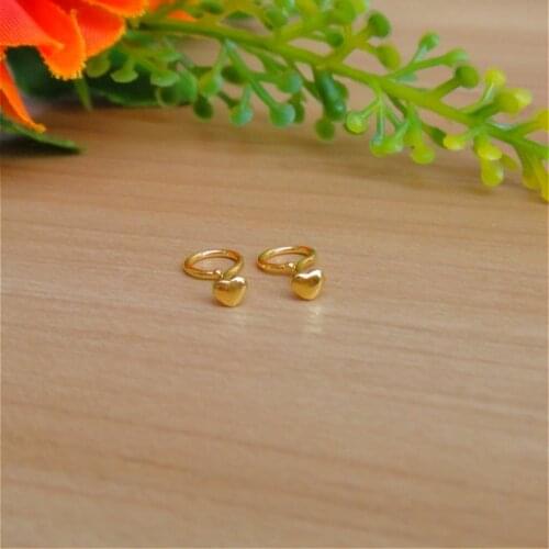 Pure Solid 24k Yellow Gold Women Earrings Perfect Heart Stud Earrings 0.32g 4.5mmW
