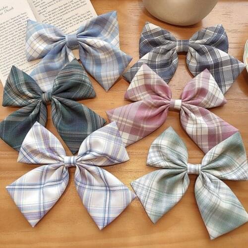 Women girls Korean Style Plaid Large Bowknot Hair Clips Headdress Hairpins Scrunchies hair band clips hair accessories for girls