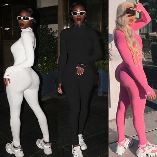 Lucky Label Jumpsuit Women Winter Fall Long Skinny Embroidery One Piece Bodycon Rompers Womens Jumpsuit Sportwear Overalls 2020