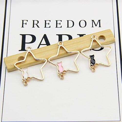 10pcs/lot Fashion Cat Star Pendants for Jewelry Making Key chain Bracelet earring hair clip Accessories Handmade DIY Craft