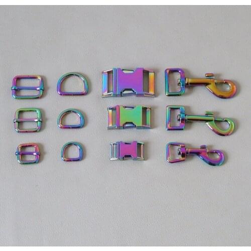 20Sets/Lot 15mm 20mm 25mm Metal Buckle Clasp Belt Strap D Ring For Bag Dog Collar Paracord Hook Adjuster Slider Harness Hardware