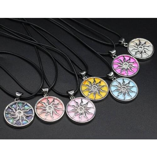 2020 New Cute Alloy Sun Charms Necklace Natural Abalone Shell Pendant Necklaces Bohemian Choker Jewelry Girls Birthday Gift