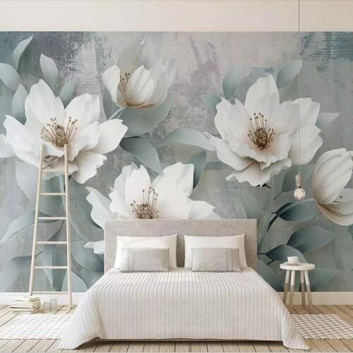 Milofi custom 3D photo wallpaper retro simple 3d embossed flowers living room bedroom wall decoration mural wallpaper
