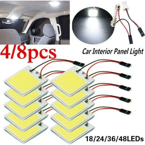 4/8 PCS Car Interior Accessories 18/24/48 SMD T10 4W 12V COB Car Interior Panel LED Lights Lamp Bulb Dome Light Car Panel Lights