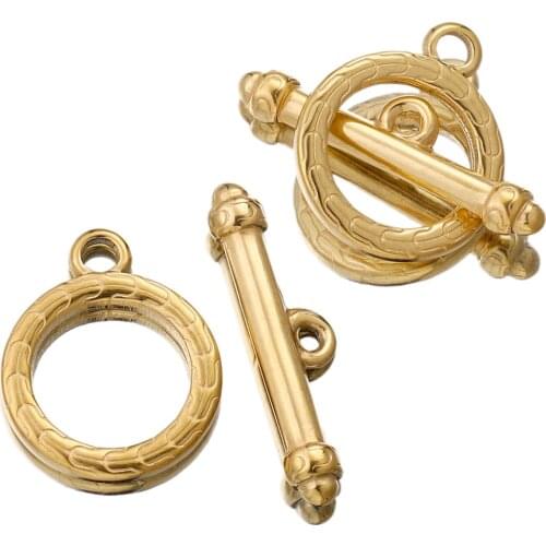 4Sets Gold Stainless Steel Round OT Clasps Hook Toggle Clasps Connectors for Bracelet Necklace Clasp DIY Jewelry Making Supplies