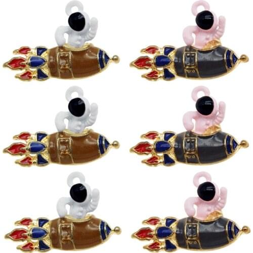 4pcs/lot Mi Enamel astronaut rocket Charms For Earrings Necklace Pendant Accessories Handmade DIY Crafts Handmade Crafts Jewelry