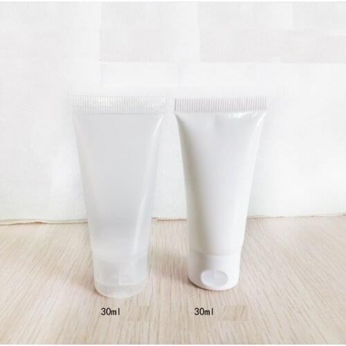 50PCS 30ml 30g Plastic White Transparent Soft Tube Empty Cosmetic Face Cream Shampoo Facial Cleanser Travel Pack Soft Tube