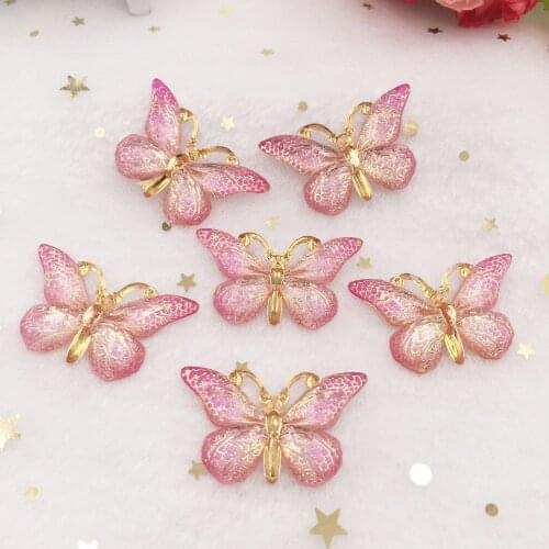 50pcs Resin 25*38mm Bling Colorful Butterfly Flatback Rhinestone 1 Hole Ornaments DIY Wedding Appliques Craft SW753