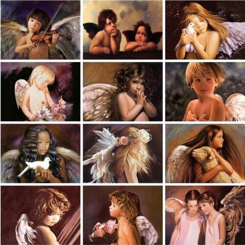 5D DIY Diamond Painting Kits Embroidery Angel Rhinestone Pictures Full Round With AB Drill Cross Stitch Mosaic Crafts Gift Art