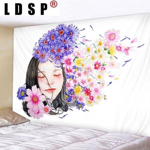 LDSP Flower Girl Poster Picture Tapestry Hanging Covering Rugs Background Cloth Beach Mat Blanket Art Bedroom Home Decor