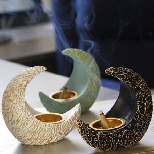 Eid Candle Holder Moon Shape Incense Holder Aromatherapy Ornament Christmas Party Decoration