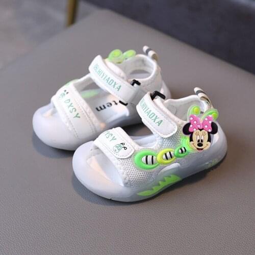 Disney childrens beach shoes 2021 summer cash light-up sandals LED girl and boy baby toddler shoes Mickey sandals