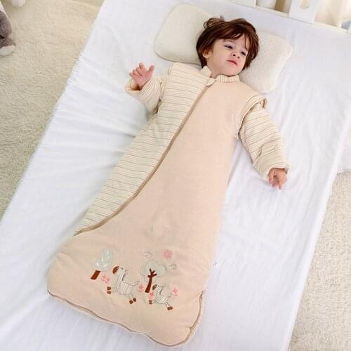 Baby sleeping bags colored cotton in the spring and autumn winter cotton removable sleeve thickening children anti played by men