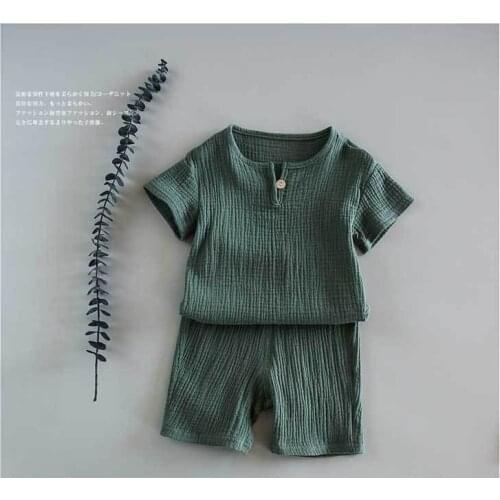Baby Summer Cotton Soft Set Children Short Sleeve + Shorts Two-Piece Set kids clothes Cotton and linen kids clothes boys