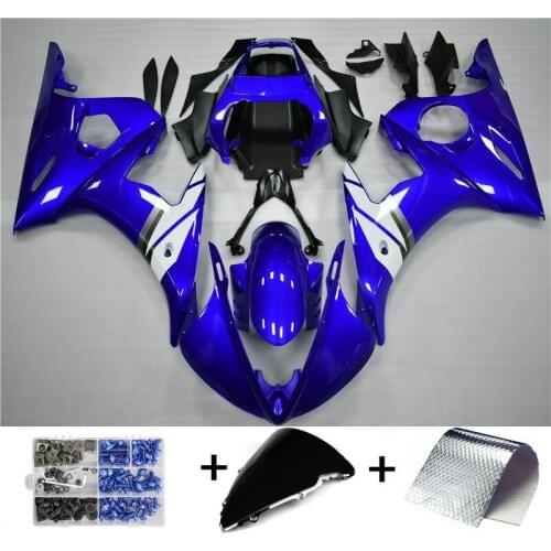 For YAMAHA 2005 YZF-R6 Complete Motorcycle Fairing Blue White Injection Plastic Kit with bolt