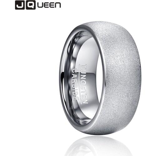 JQUEEN Wide 4mm 6mm 8mmSandblasted Steel Color Round Tungsten Steel Ring Wedding Bands for Women and Men