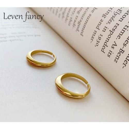 925 Sterling Silver Conical Curved Surface Rings 18K Gold Wedding Band Square Dome Modern Minimalist Thumb Ring Simple Jewelry