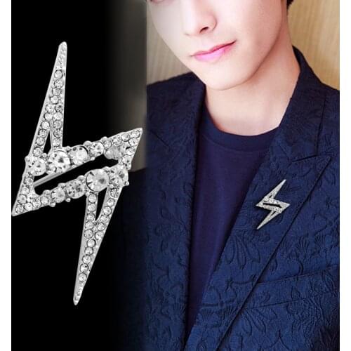 Korean Fashion Cubic Zirconia Star Brooch Pin for Men Lapel Button Suit Corsage Badge Shirt Collar Accessories Jewelry Luxury