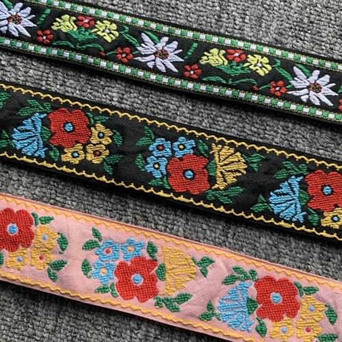 3YARD 3.9-4.8CM Flowers Ethnic Embroidered Lace Trim Jacquard Ribbon For Garment Accessories DIY Craft Making Flower Sewing