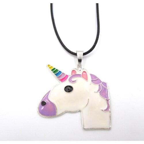 Best Value 1PC Baby Women Girl Cute Cartoon Unicorn Pendant PU Leather Chain Necklace Jewelry Gift For Children Girls