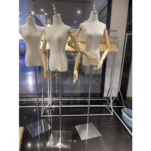 Clothing Store Mannequin Window Display Shelf Half-Length Korean Style Clothes Fake Doll Collarbone Head Female Model Platform