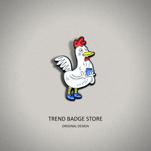 Carry a Notebook With You Pins Metal For Backpack Cartoon Rooster Who Loves To Learn Brooches Omn Clothes Shirt Badge