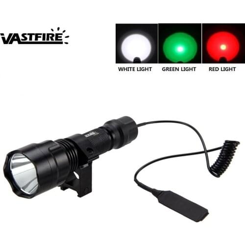Powerful Lumens T6 LED Waterproof Torch Hunting Light 3 light color Red/Green/White for Hunting US Stock