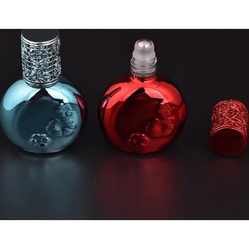 MUB - Fashion Mini 13ml UV Glass Perfume Bottle With Alloy Cap Empty Refillable Travel Steel Roll-on Parfum Bottles