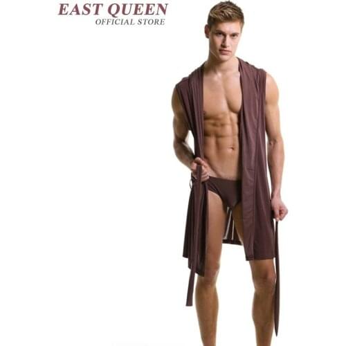 Male sleepwear sleep tops new arrival mens sleep wear men sexy robe sleeveless summer style men sexy robe AA578