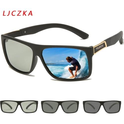 Mens Photochromic Polarized Sunglasses For Driving Change Color Sun Glasses Male Vintage Rectangle Shade UV400 Lentes De Sol
