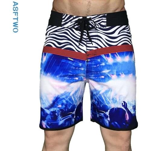 Mens Summer Elastic Dry Surf Beach Pants Casual Beach Dinner Fireworks Printed Pants