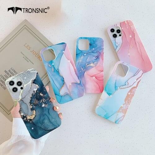 Marble Gradient Phone Case for iPhone 12 11 Pro Max XR X Max Soft Silicone Luxury Matte Blue Pink Case for iPhone 7 8 Plus Cover