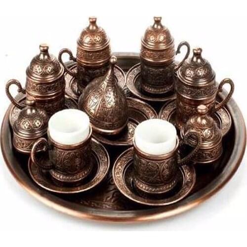 Set of 6 Antique Copper Ottoman Coffee Cups English Coffee Cup Set My Set in Espresso
