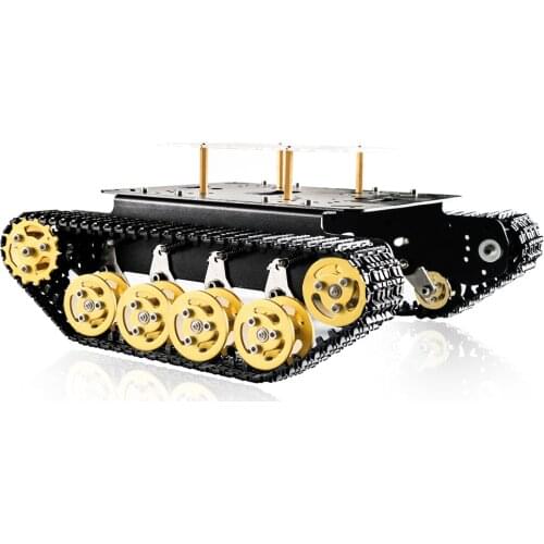 SZDOIT TS100 Metal Tracked RC Robot Tank Chassis Kit with Acrylic Board, Robot Arm Can be Directly Mounted on the Car High Torqu