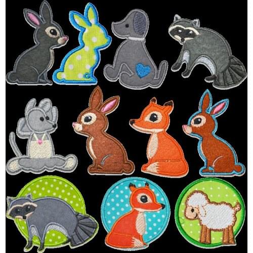 Childrens clothes ironing patch cartoon small animal embroidery squirrel fox sheep dog rabbit cloth patch sewn on the hat