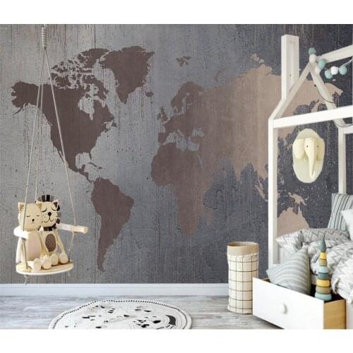 Customized childrens room wall 3d wallpaper world map Nordic abstract golden background wall personality retro 3d wallpaper