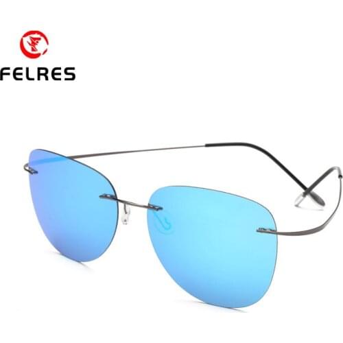 FELRES Ultralight Titanium Alloy Rimless Polarized Sunglasses Men Women Sports Outdoor Driving Fishing Sun Glasses New F2117