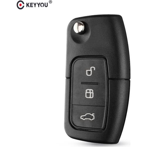 KEYYOU 3 Button Flip Folding Remote Fob Cover Uncut Car Blank Key Shell for Ford Focus Fiesta C Max K