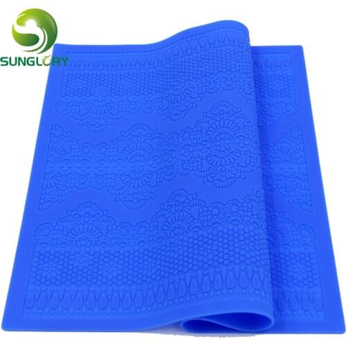 Flower Pattern Fondant Sugar Lace Mold Silicone Lace Mat Baking Cake Mold Kitchen Accessories Cake Decorating Tools Color Blue